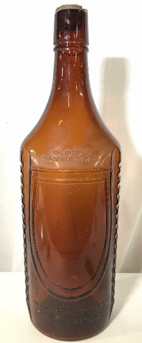 Oversized Decorative Amber Toned Glass Bottle