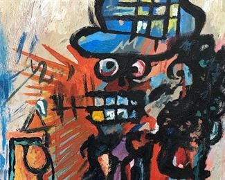 Signed Oil on Board Jean Michel Basquiat