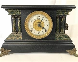 Vintage INGRAHAM Ornate Wooden Mantel Clock