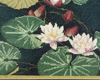 Needle point of water lilies