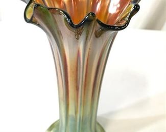 Vintage Iridescent Carnival Glass Art Glass Vase