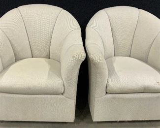 Pair Maurice Villency Swivel Club Chairs