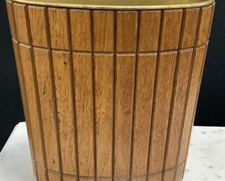 Vintage Wood Brass Labeled Basket