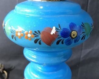 Antique Painted Glass Lamp 