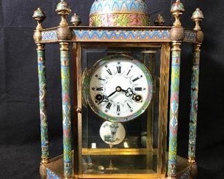 Vintage Chinese Cloisonné Mantle Clock