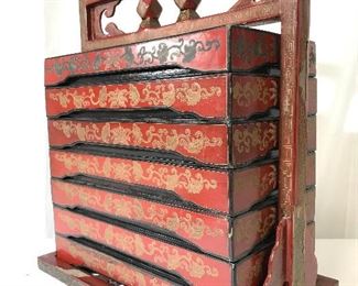 Vintage 7 Level Asian Lacquer Bento Box