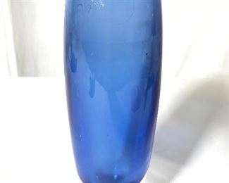 Blue Toned Thick Walled Art Glass Vase