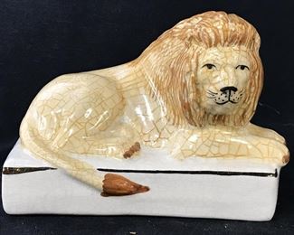 Hand Painted Porcelain Lion Figural, England