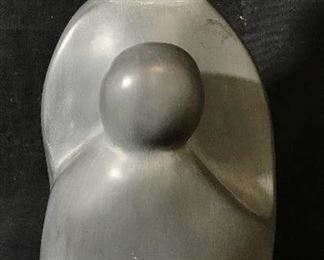 Polished Grey Marble Sculpture, Mother and Child