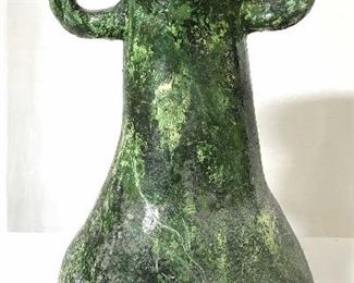 Handmade Vintage Green Toned Ceramic Sculpture