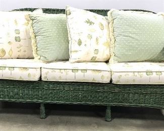 Green Toned Outdoor Woven Wicker Sofa