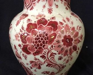 Hand Painted DELFT ROOD Porcelain Vase, Holland