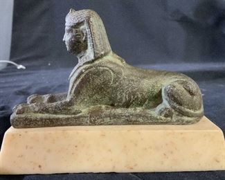 Sphinx Figural on Marble Like Base