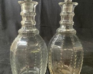 Pair Vintage Antique Crystal Decanters