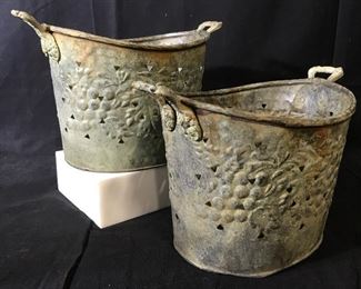 Vintage set of Green Copper Pots