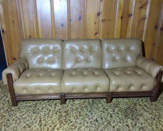 Vintage Vinyl and Wood Couch
