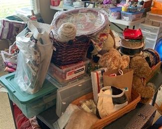 Yarn, fabric , decorative throw pillows. 