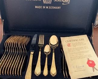Besteke & Solingen A29495 24kt  plate silverware. 