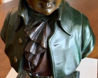 Bronze Mozart Bust,  Bormel.  13” tall 