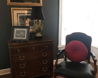 Chest of Drawers, French arm chair 