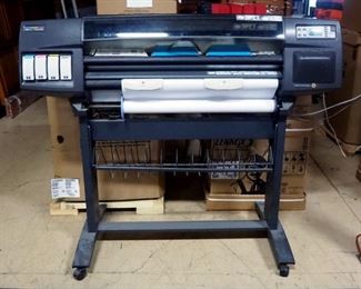 HP DesignJet 1050C Large-Format Printer, With Cyan And 2 Yellow Ink Cartridges, Powers On