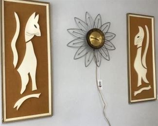 Mid century cats and atomic clock (clock sold)