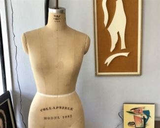 Steam punk Mannequin, mid century cat & tile art