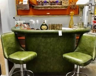 Vintage bar with stool. Vintage 1969 steam paddle boat musical lighted art sculpture by ale Roy Benjamin