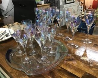 Iridescent vintage wine glasses