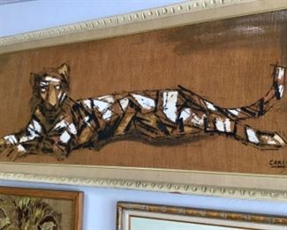 Carlo painting in burlap