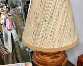 One of a pair of fantastic mid century lamps with shades