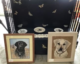 Labs, butterfly painted bench seat