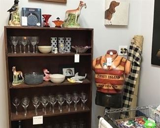 Shelves with various art & glassware