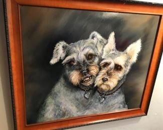 Pair dogs painting