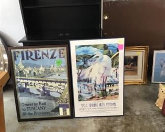 Vintage travel poster & signed/framed Annie Pais poster 