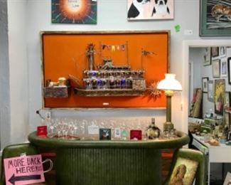 Killer green bar with stools 