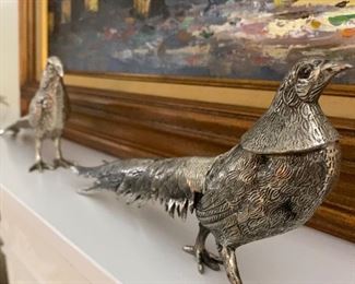 Silver plated pheasants (set of 4)