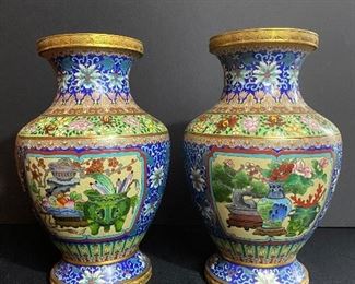 Vintage Asian Cloisonne vases (smooth bottom)