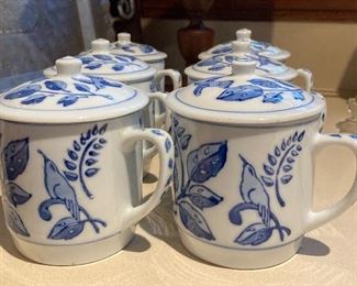 IDC blue & white mug with lid (William-Sonoma)