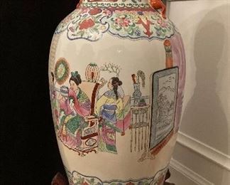 Vintage Asian Rose Mandarin 24" vase