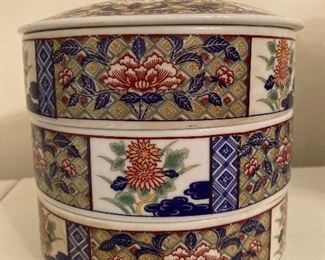 Vintage Imari three tier stacking bowl