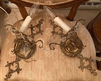 Hollywood Regency electric candlestick wall sconce (pr)