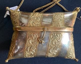 Lalan Design pillow purse made of 24K gold/silver plate