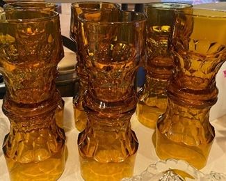 Vintage Viking amber honeycomb glassware
