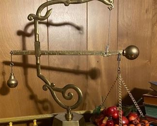 Vintage brass sliding balance scale