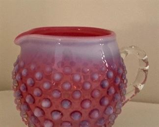 Ruby Opalescent hobnail pitcher