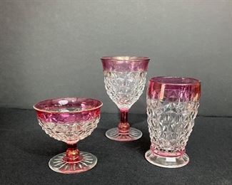Vintage ruby rimmed glassware