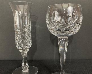 Crystal champagne and wine hock glasses