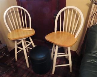 Pair of Swivel Bar stools - Storage Foot Stool