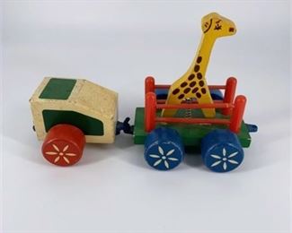 Lot 813
Vintage Wood Giraffe Transport Pull toy